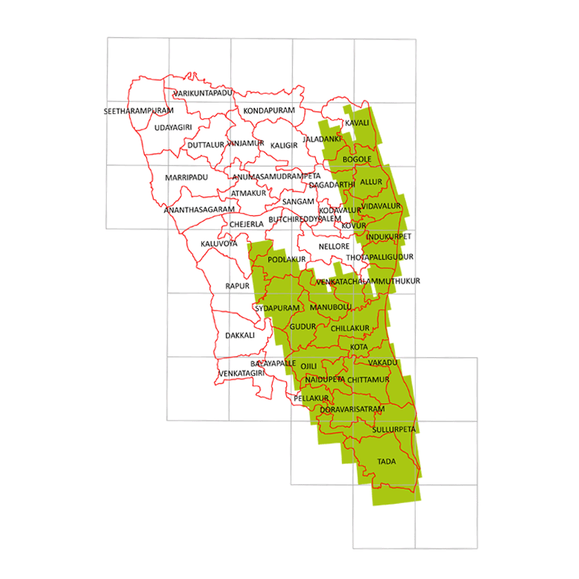 Storm surge inundation map for cyclone with wind speed 